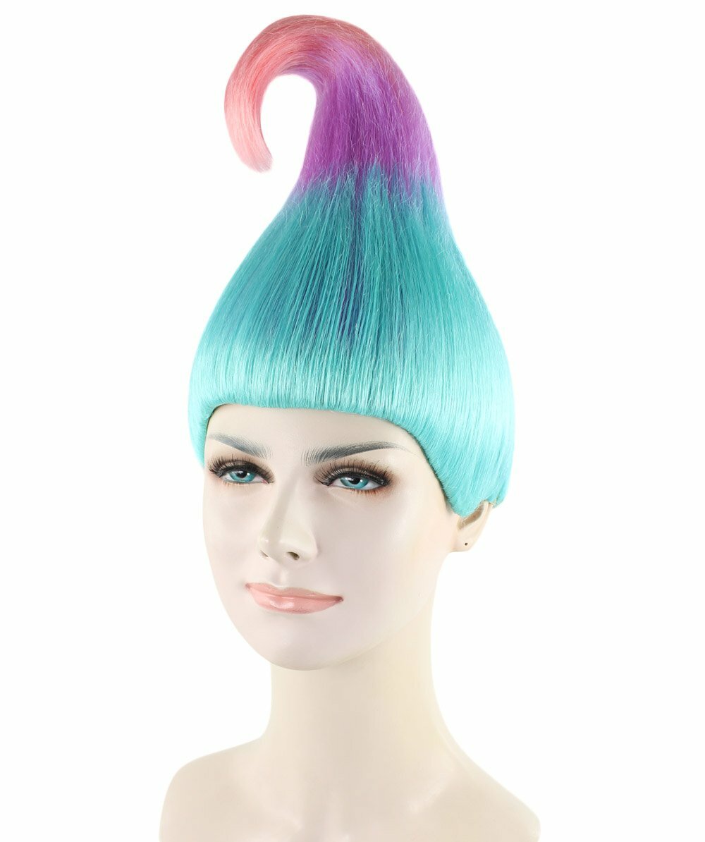 Pink Purple Green Gradients Straight Wig for Cosplay Troll Multi-Color ,HW-281A