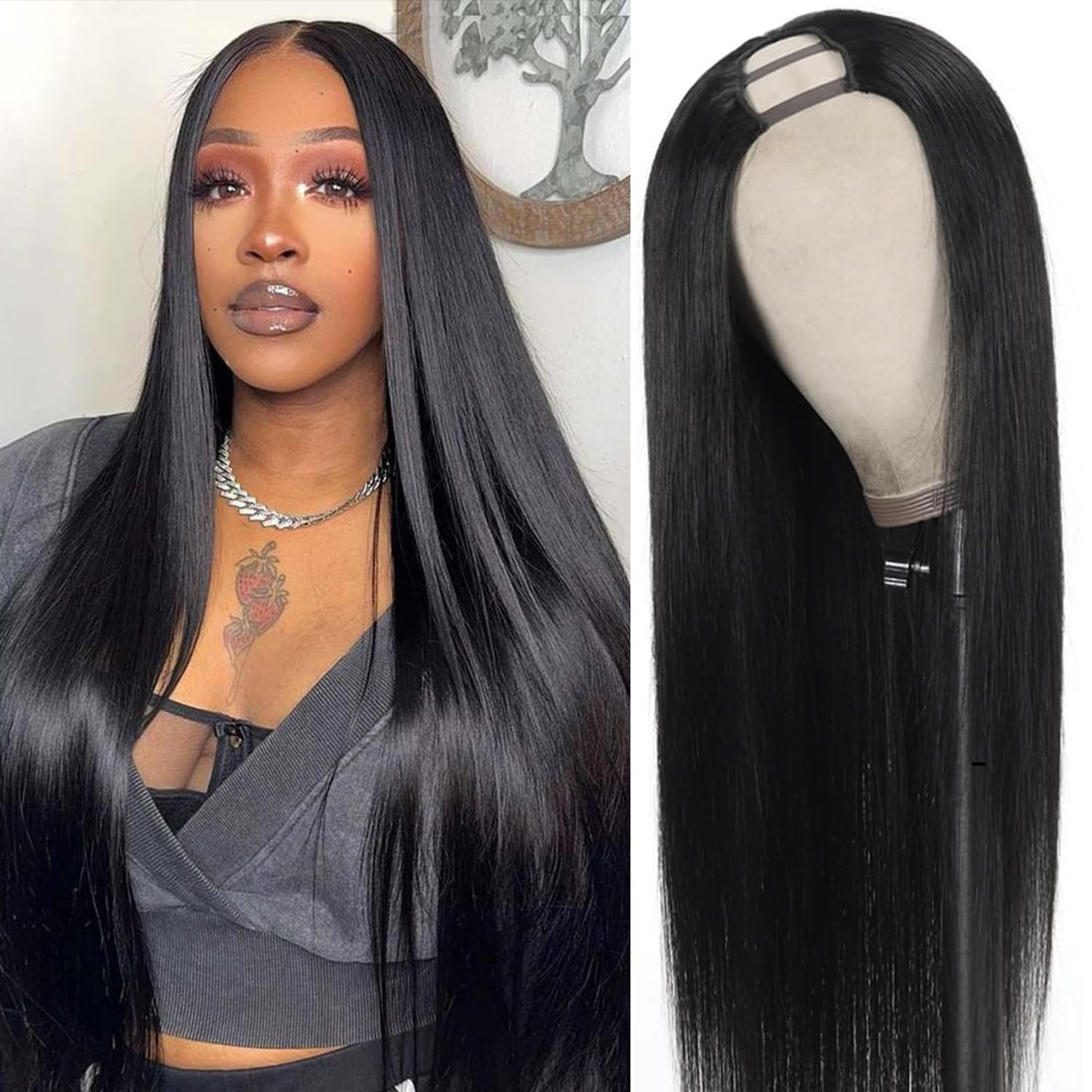 Brazilian Straight Virgin Human Hair U Part Wigs Wear to Go Glueless Hair Wigs