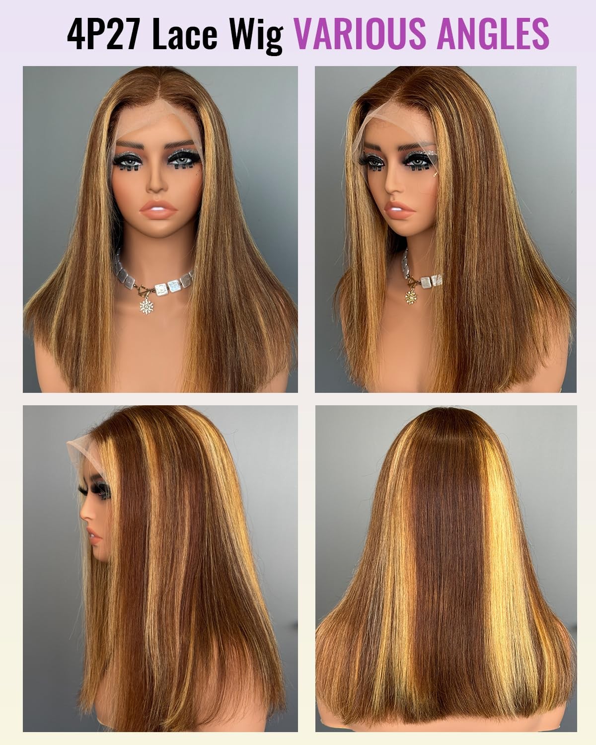 Sherico Hd Transparent Wear And Go Glueless P4/27 Highlight Bob Wig Human Hair