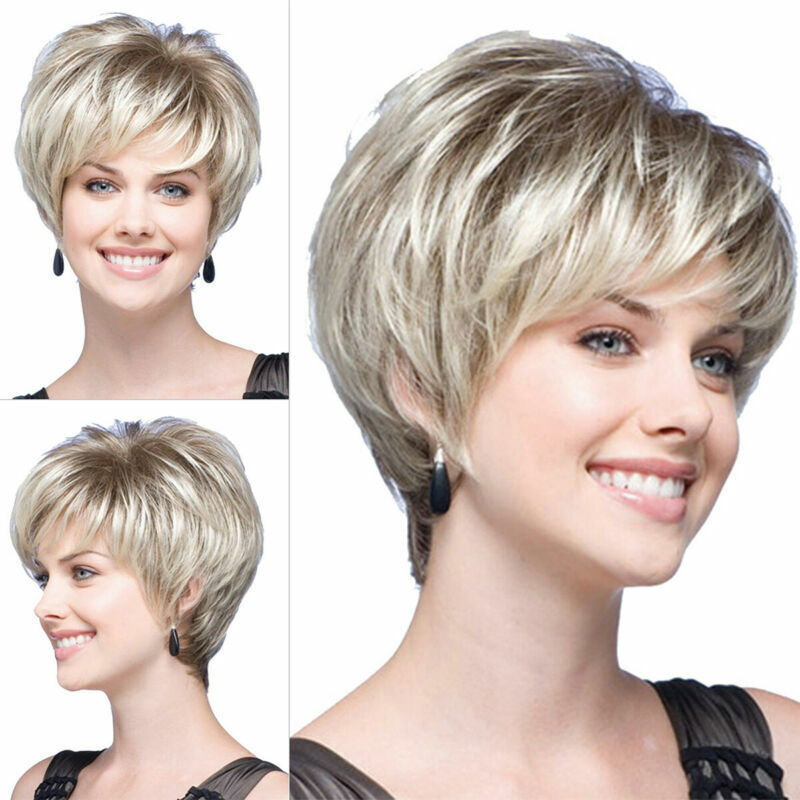 Womens Natural Short Wigs Curly / Straight Bob Hair Wavy Wigs Brown Blonde Wig