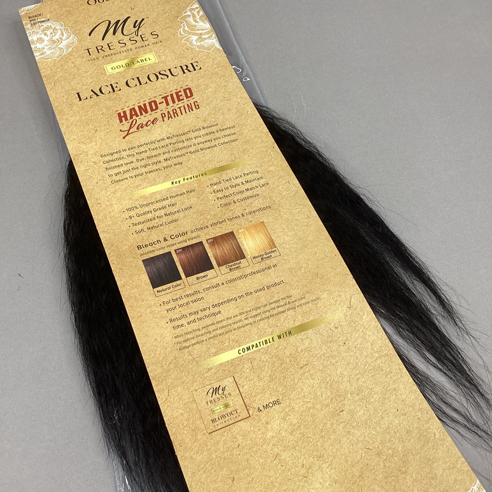 10” Blowout Straight Natural Black Lace Parting Closure Unprocessed 100% Human