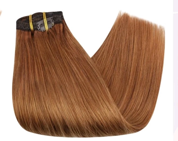 Full Shine 100% Remy Human Hair Clip-In Extensions 14″ Copper