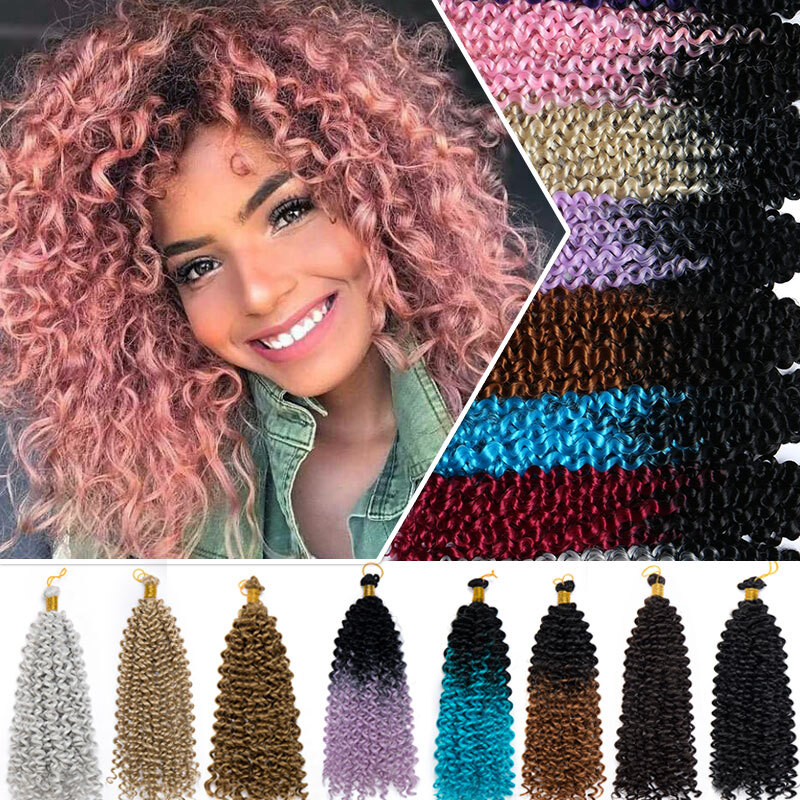 Women Deep Water Wave Crochet Braids Twist Hair Extension Afro Curly Kinky Hair