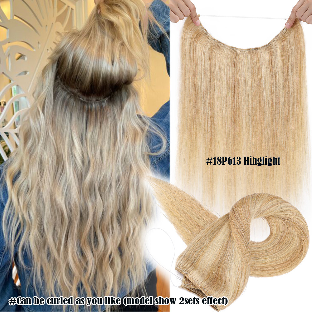CLEARANCE Clip In Weft Wire Remy Human Hair Extensions Hidden Headband 12-24Inch