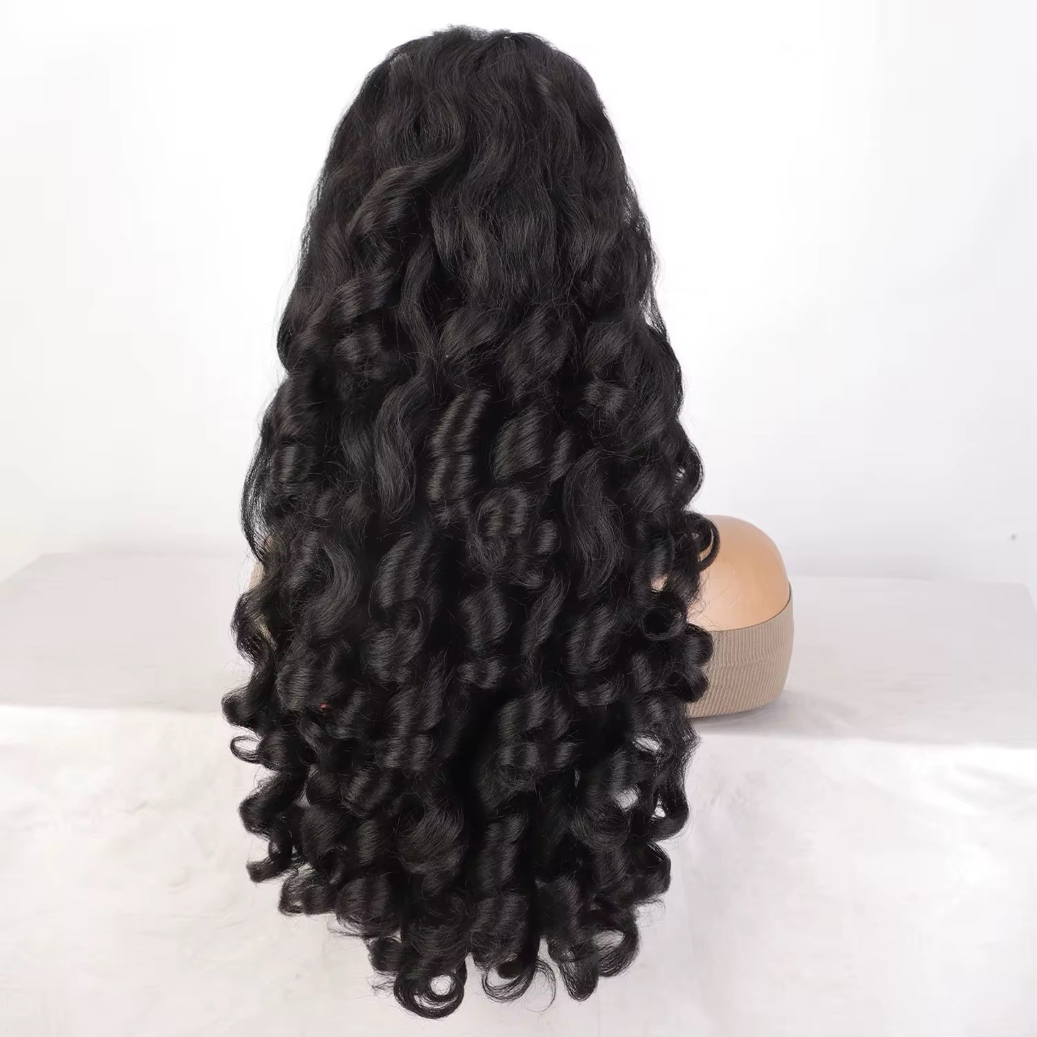 26”long Curly Drawstring Ponytail Extension Synthetic Hair Piece Black 1B
