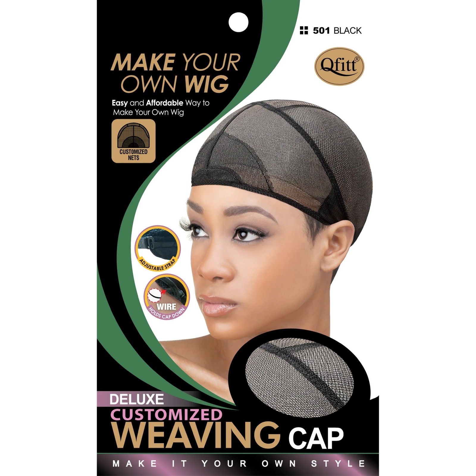 Qfitt Deluxe Customized Weaving Cap Black Regular|Case of 12