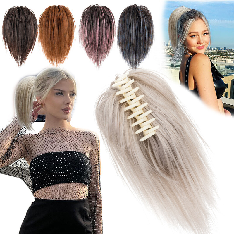 Natural Clip on in Messy Bun Hair Piece Extension Wedding Claw Clip Updo Hair US