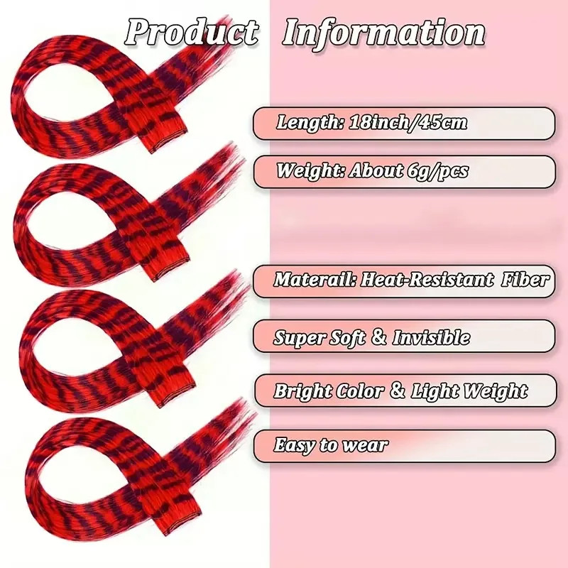 Colorful Stripe Synthetic Long Straight Clip In Hair Extensions For Daily Party