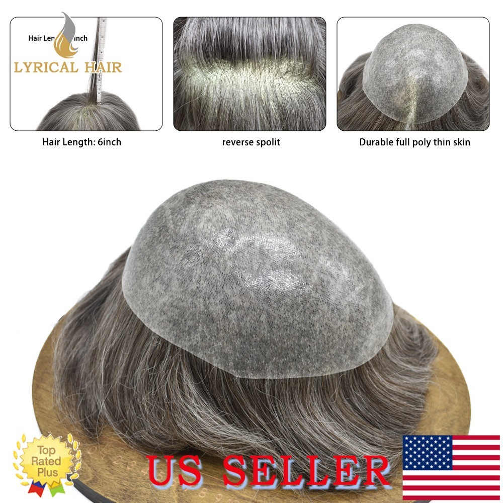 Lyrical Hair System For Men Toupee Human Hair System All PU Hairpiece Poly Wigs