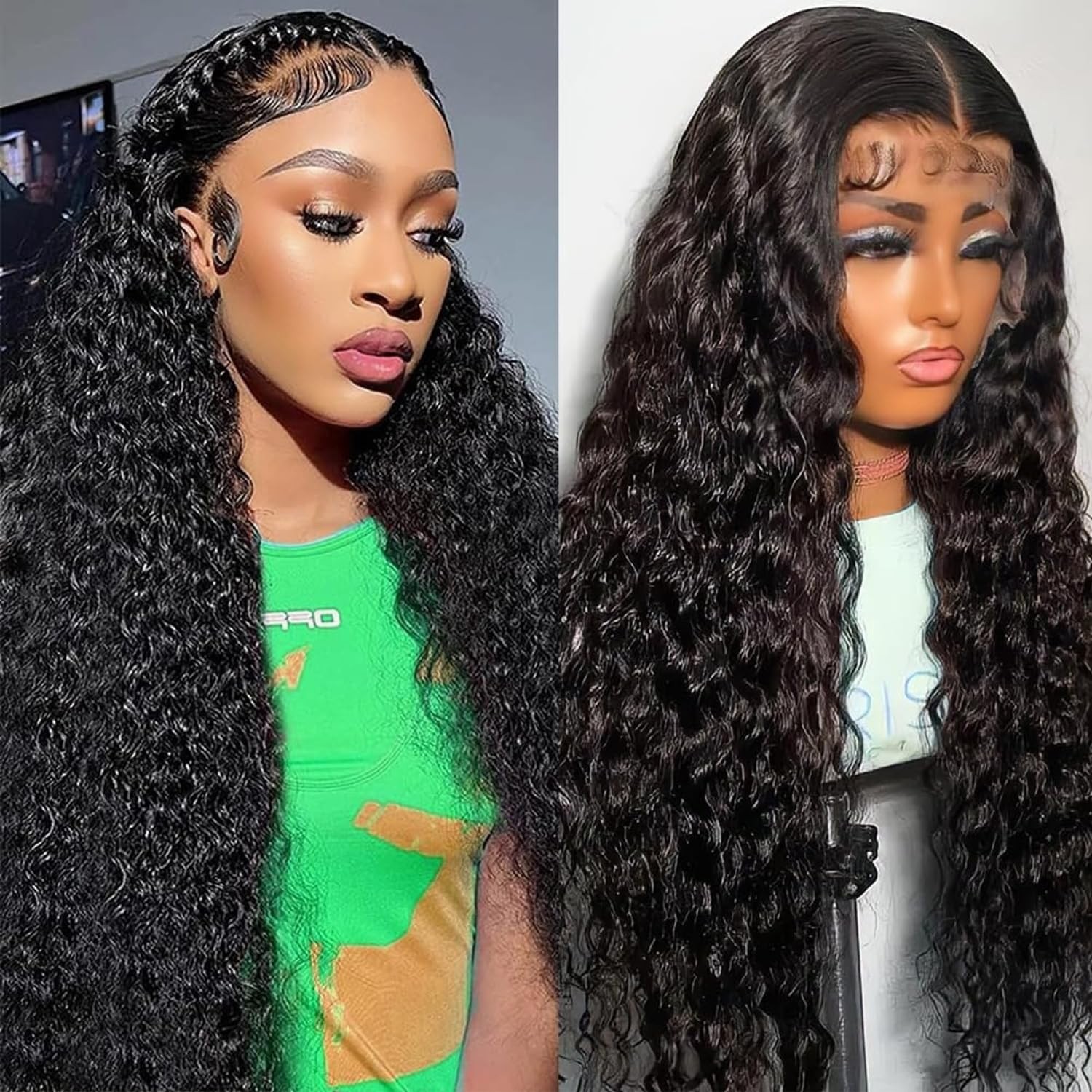 ALSZIQIHR 13×6 Water Wave HD Lace Front Wigs Human Hair 28inch for Women