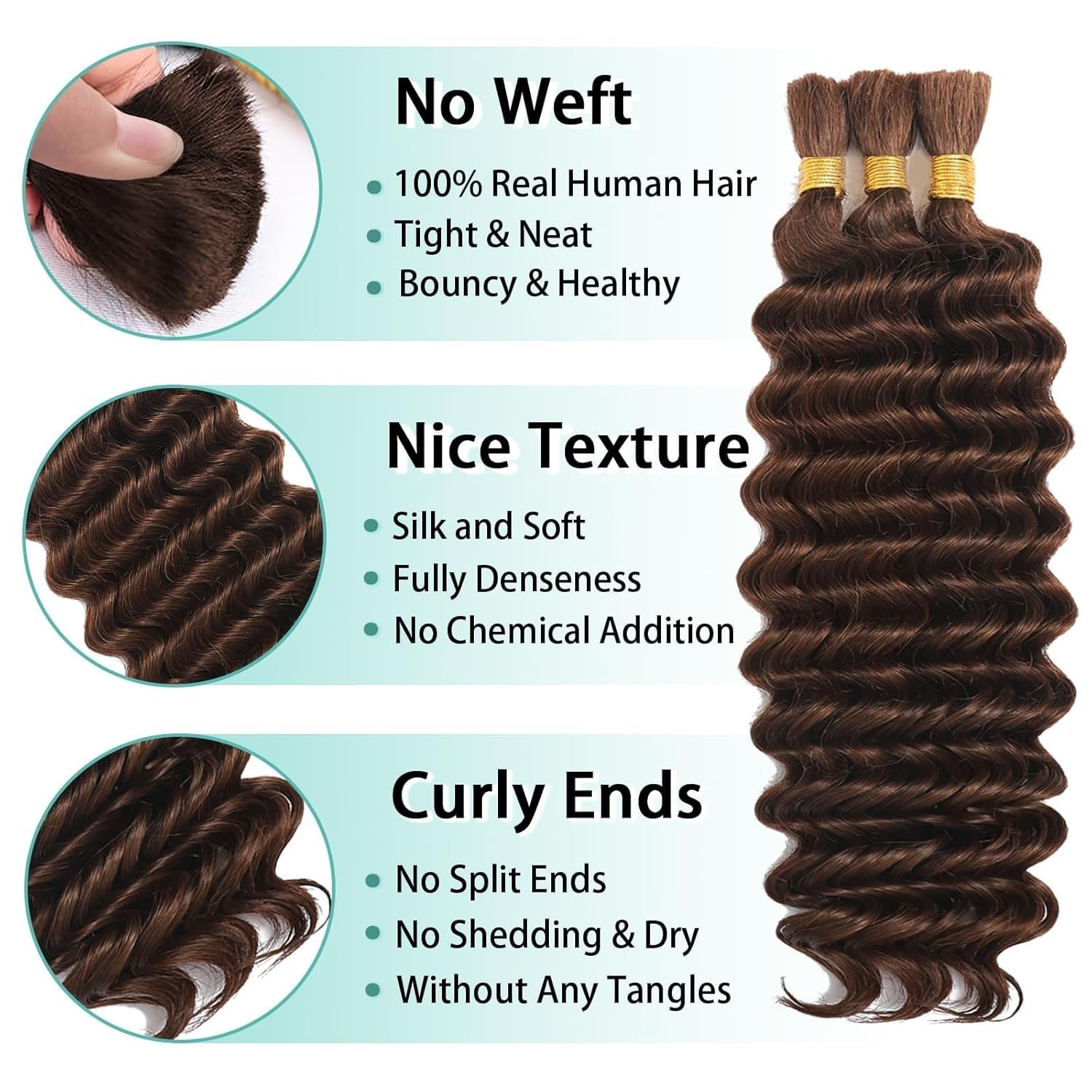 110g 18 Inch Curly Human Braiding Hair for Luxurious Boho Braids – Chocolate …