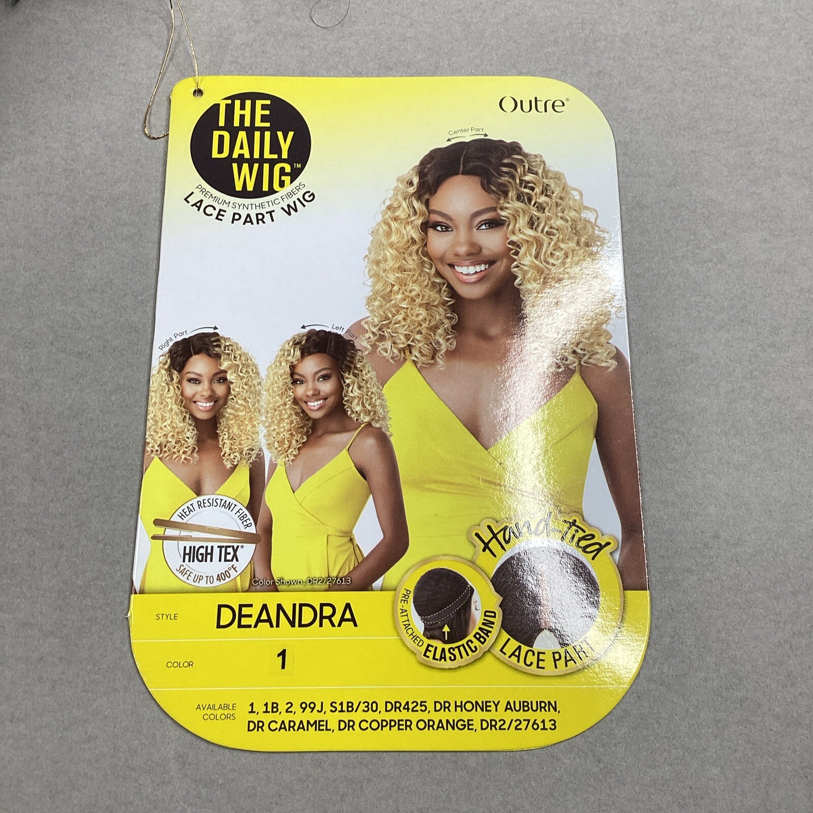 Deandra Long Curly #1 Jet Black Premium Synthetic Lace Part Wig