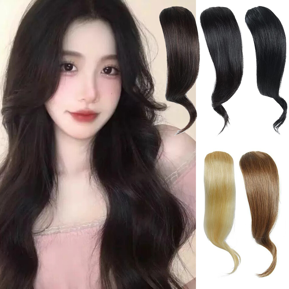 Wavy Side Bangs 100% Remy Human Hair Fringe Front Bangs Clip in Hair Extensions