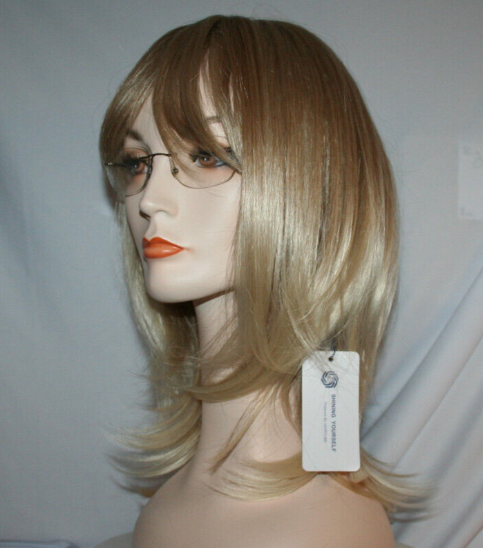 12″ Ombre Blonde Shoulder Length Bob Wig women HAIRCUBE dark roots center scalp