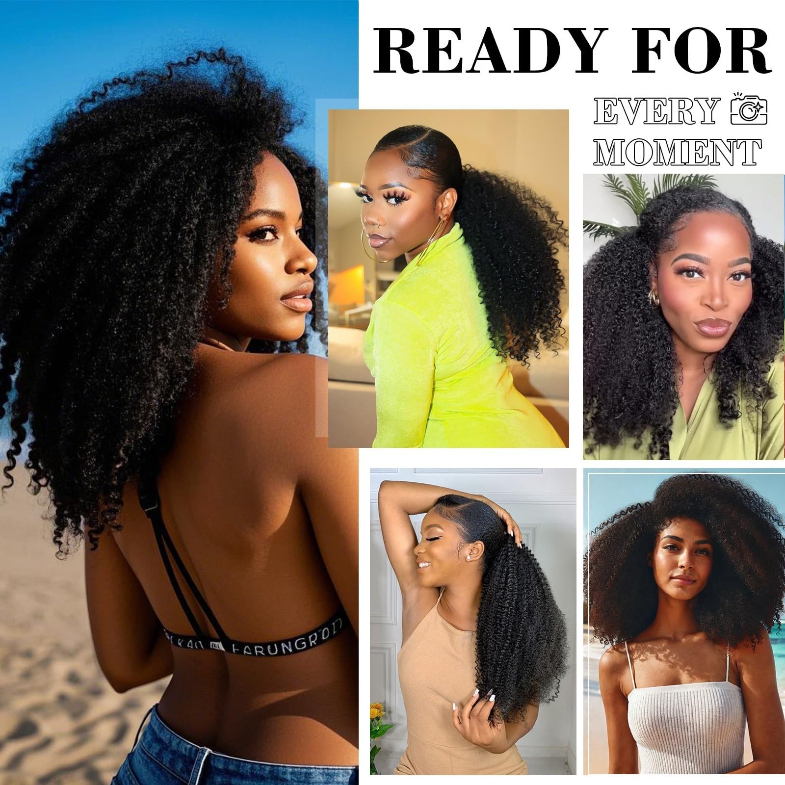 Kinky Curly Half Wig 20″ Human Hair, Seamless Flip Over, Glueless, Beginner Frie