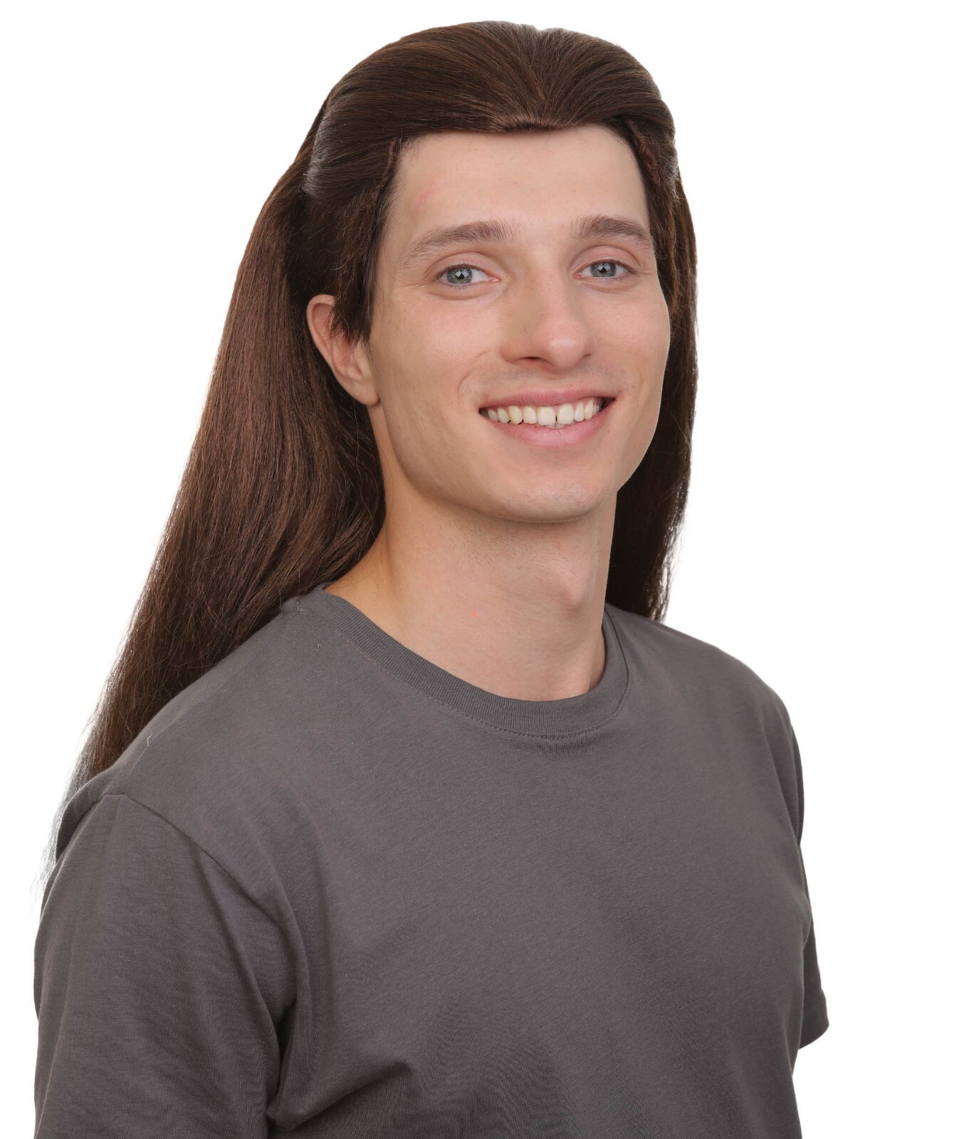 Adult Men’s Welsh Soccer Player Long Dark Brown Samurai Wig HM-1505