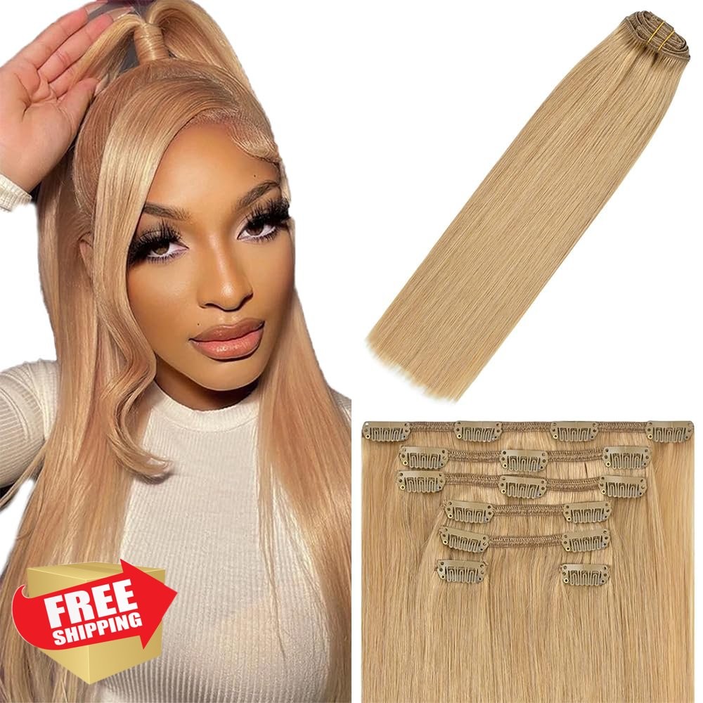lorauroga #27 Honey Blonde Clip In Human Hair 24 Inch