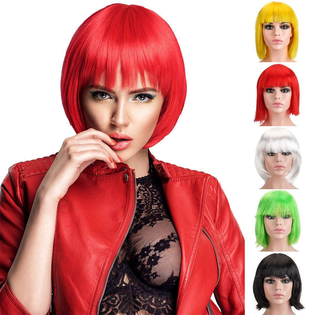 Sexy BOB Full Wig Multiple Colors Cosplay Costume Anime Halloween Party Hair new