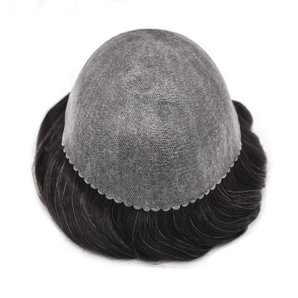 Full Poly Thin Skin Toupee Mens Hair Replacement System Human Hair PieceCustom