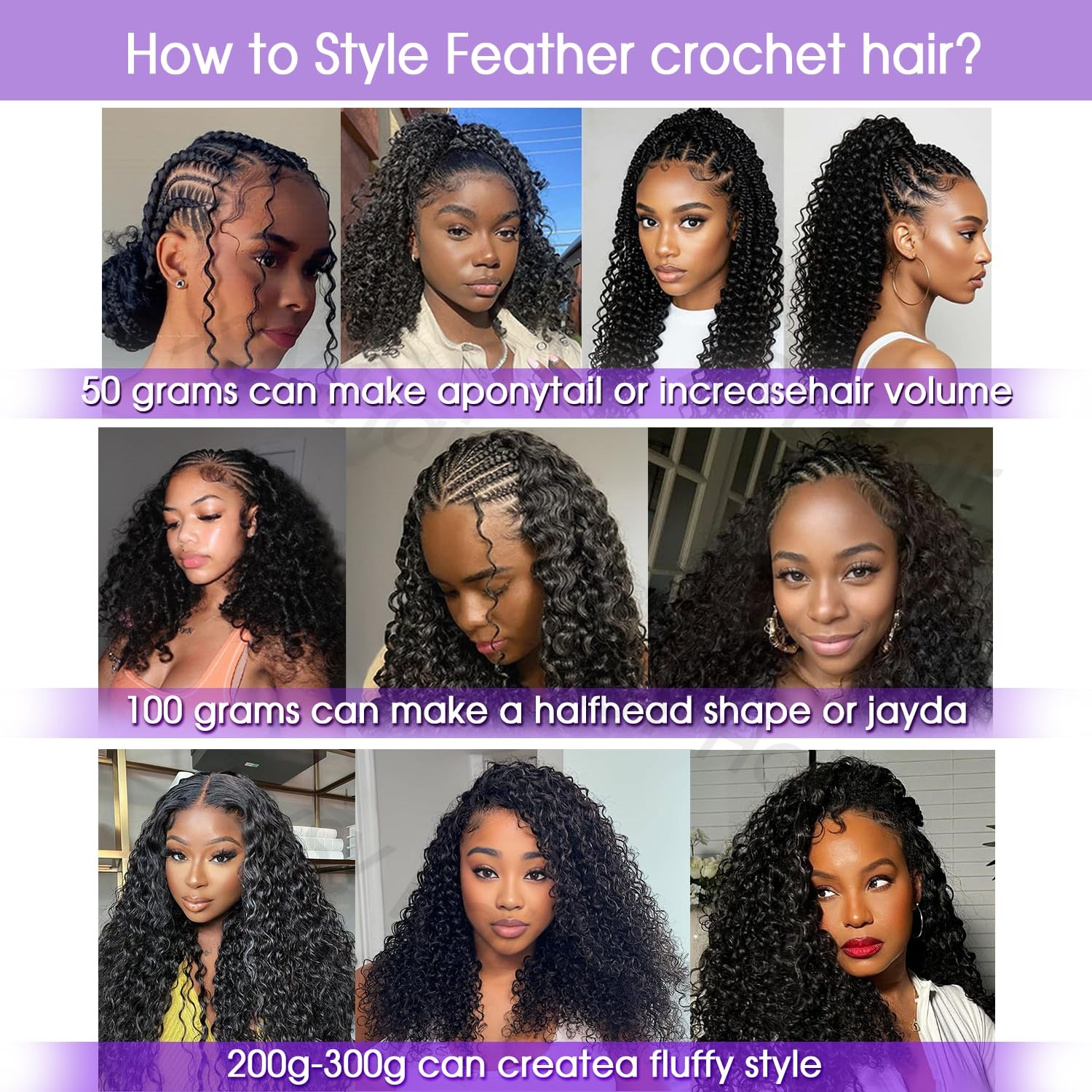 Xsy Human Crochet Hair For Black Women 14 Inch 50G 40 Strands Deep Wave Feather