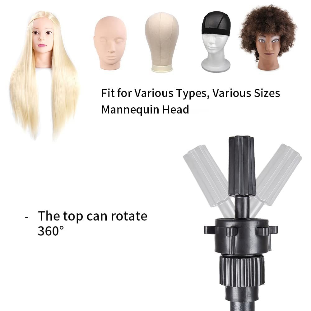 Lightweight 25-Inch Adjustable Wig Head Stand Ideal for Cosmetology Training