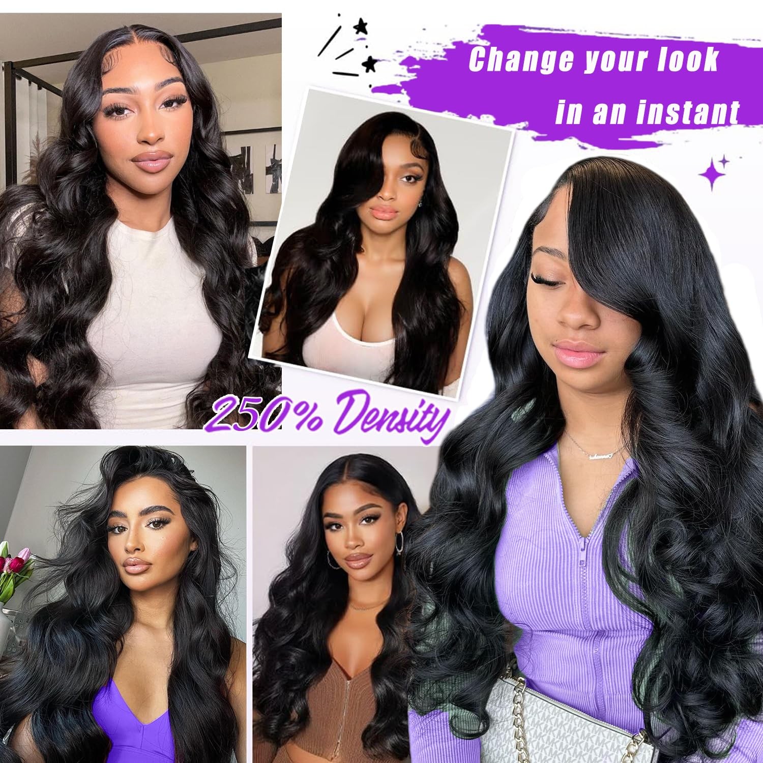 Pidrez 250 Density Body Wave Lace Front Wigs Human Hair Pre Plucked 13X6 Hd