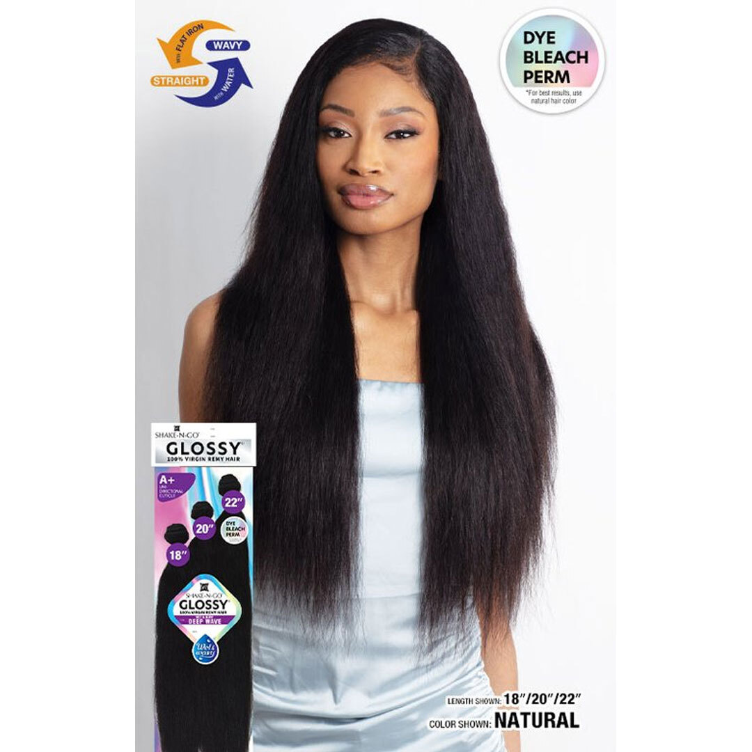 Shake N Go Virgin Remy Hair Weave Glossy 3 Bundles Wet Wavy Deep Wave 14″16″18″