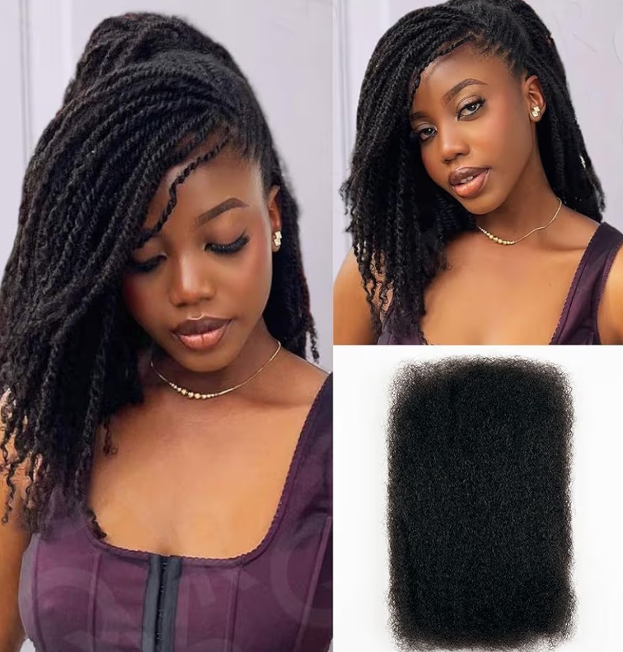 Queen Virgin Remy QVR 10in Afro Kinky Bulk Human Hair 50g Natural Black