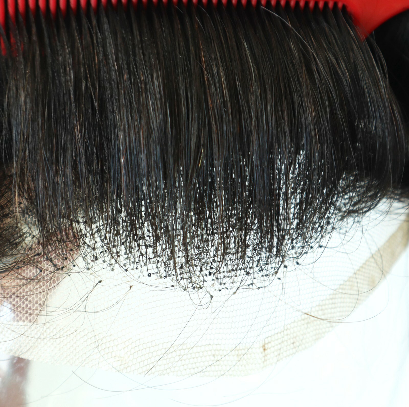 Natural Mens Toupee Hair Replacement System French Lace Toupee Hairpiece #1B