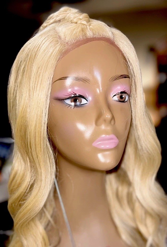 LACE FRONT WIG LONG W/VIKING BRAID BLONDE #615 BODY WAVE HEAT OK BRAND NEW