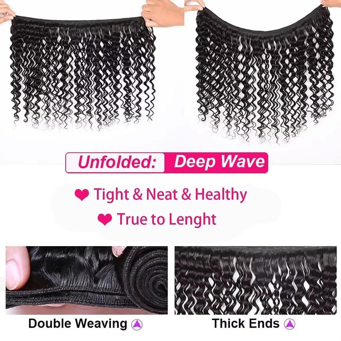 Rebasar Deep Wave Human Hair Bundles 8 10 12 Inch Curly Bundles Human Hair