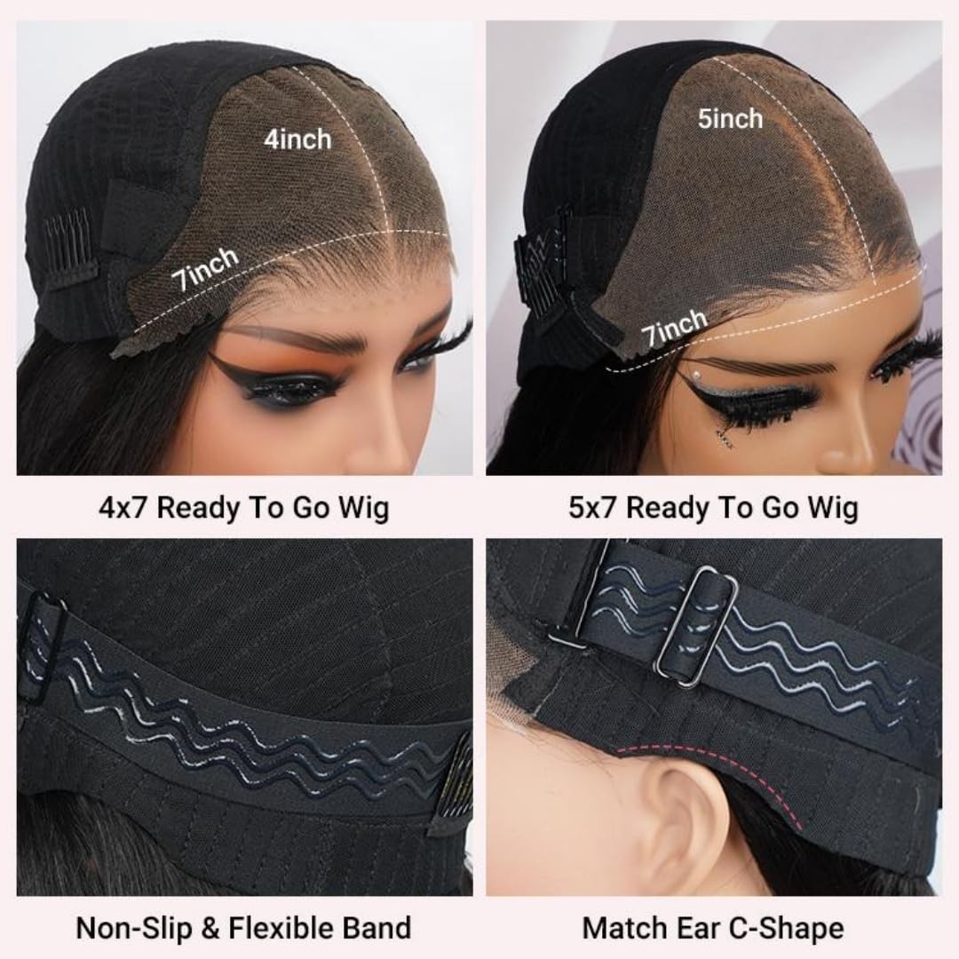 West Kiss Glueless Short Bob Wig Ready To Wear 5X7 Closure Bob Wig Pre Cut Pre