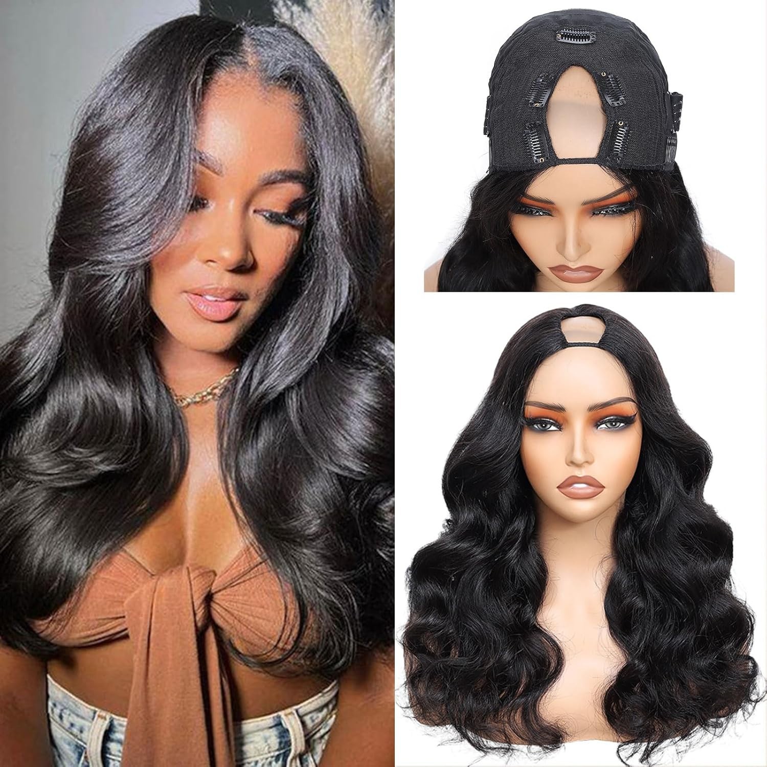 Body Wave U Part Wig Human Hair Upgrade U Part Human Hair Wig Clip In Half Wig