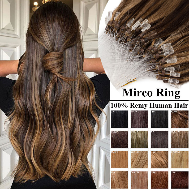 300S Thick Remy Human Hair Extensions Micro Loop Nano Ring Beads Tip Full Head