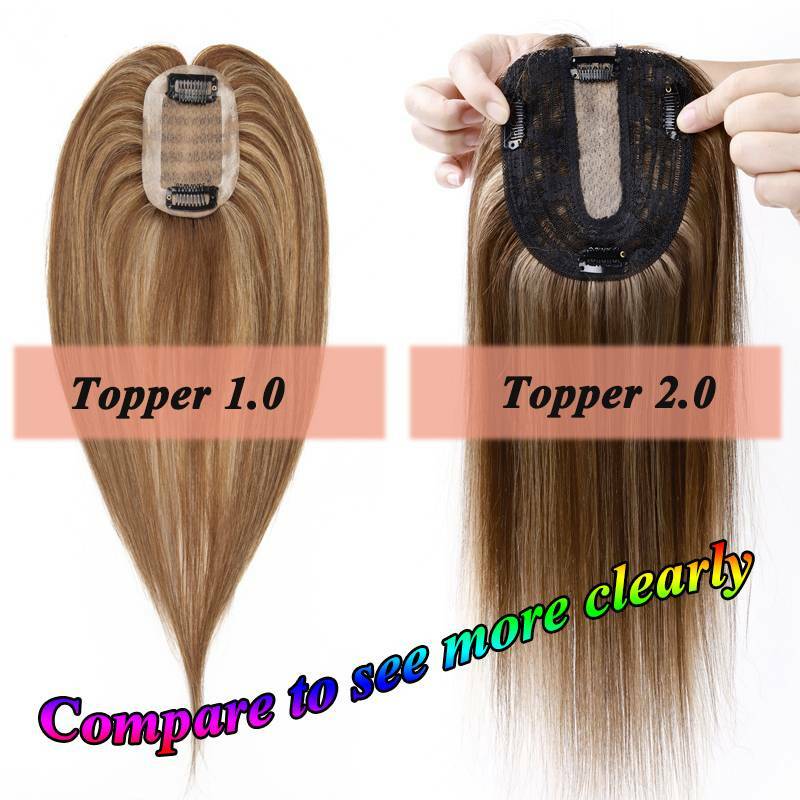 Mono Silk Base 100% Remy Human Hair Topper Clip In Top Hairpiece Wig Women Thick