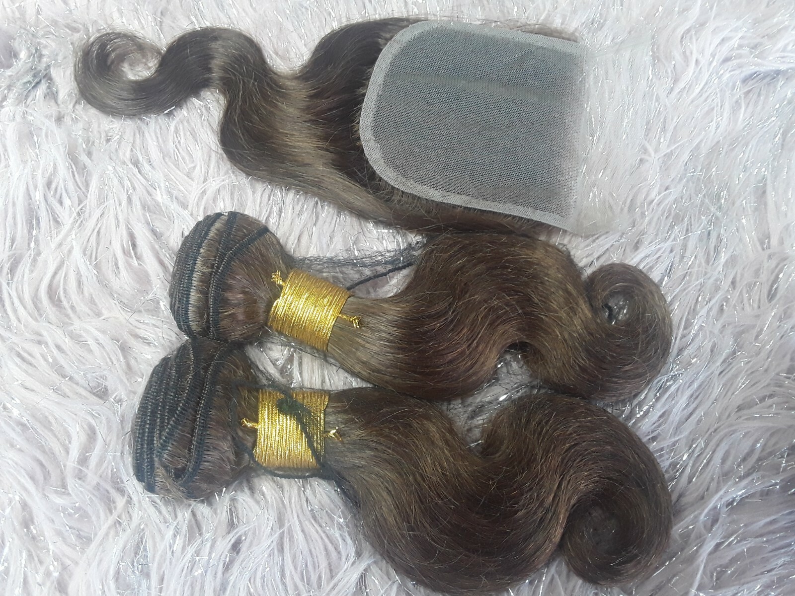 10+10&10INCH LACE CLOSURE BRAZILIAN HUMAN HAIR BODY WAVE CHESTNUT BROWN 4## 250g
