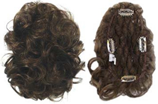 SHORT WAVY CURLY LARGE PULL-THROUGH HAIR TOPPER WIGLET BANGS HAIRPIECE ENHANCER