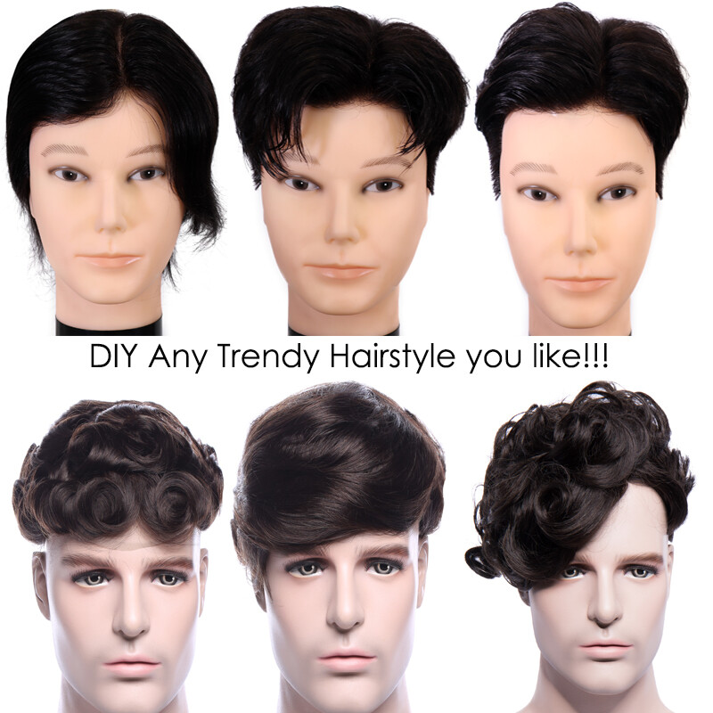 AAAA+ Fine Thin Skin PU Lace Mens Real REMY Virgin Hair Toupee For Men Topper US