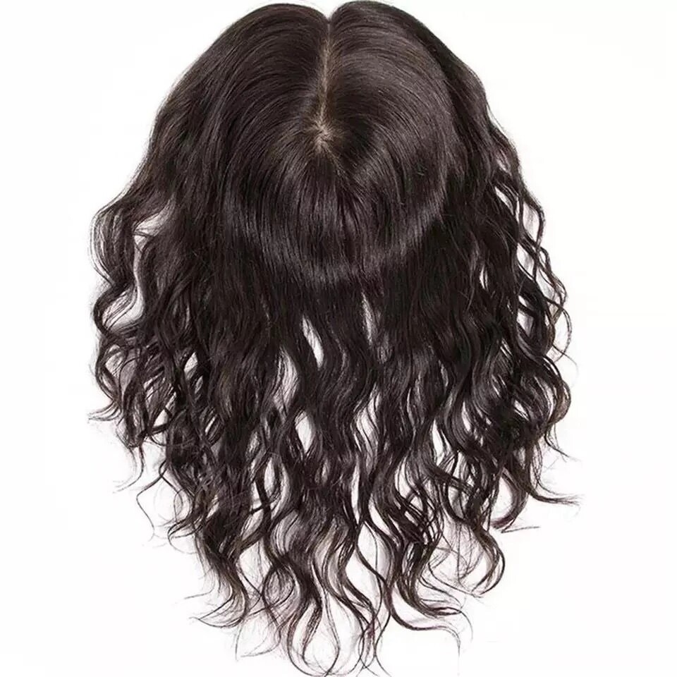 Silk Base Topper Virgin European Human Hair Toupee Hair Piece Natural Wave Women