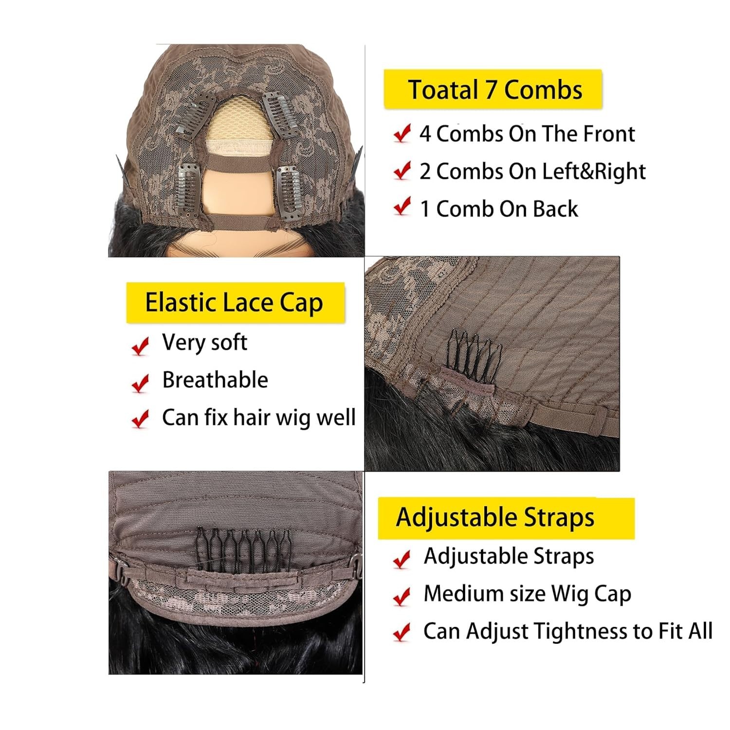 U Part Human Hair Wig Body Wave Brazilian Virgin Hair Glueless Wigs Human Hair