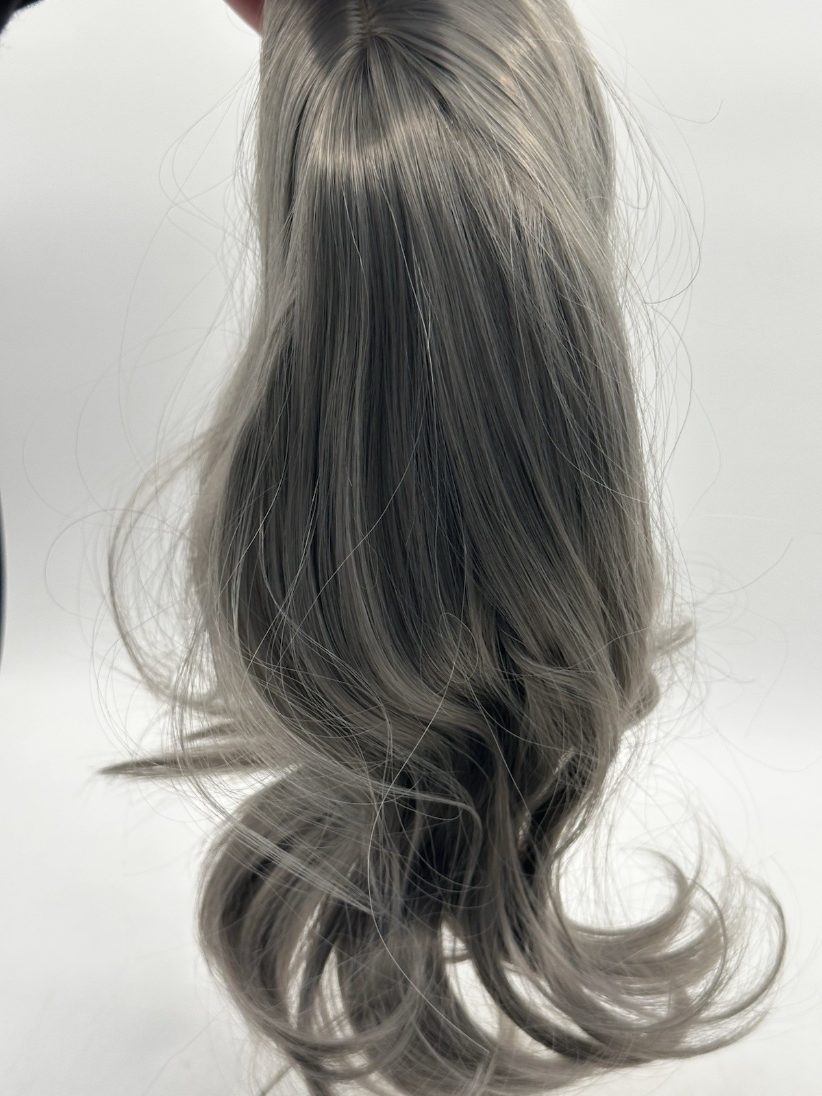 Crown Topper Wig Piece 13” From Part Blonde Gray Color