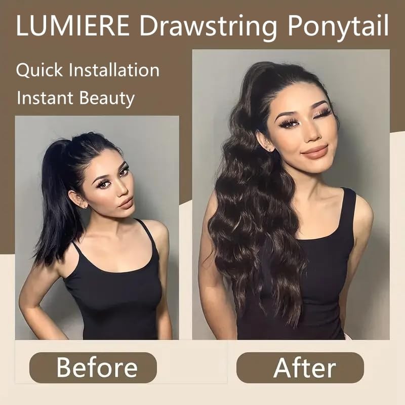 Body Wave Drawstring Ponytail 80g Remy Human Hair 10 Inch Natural Black – Easy