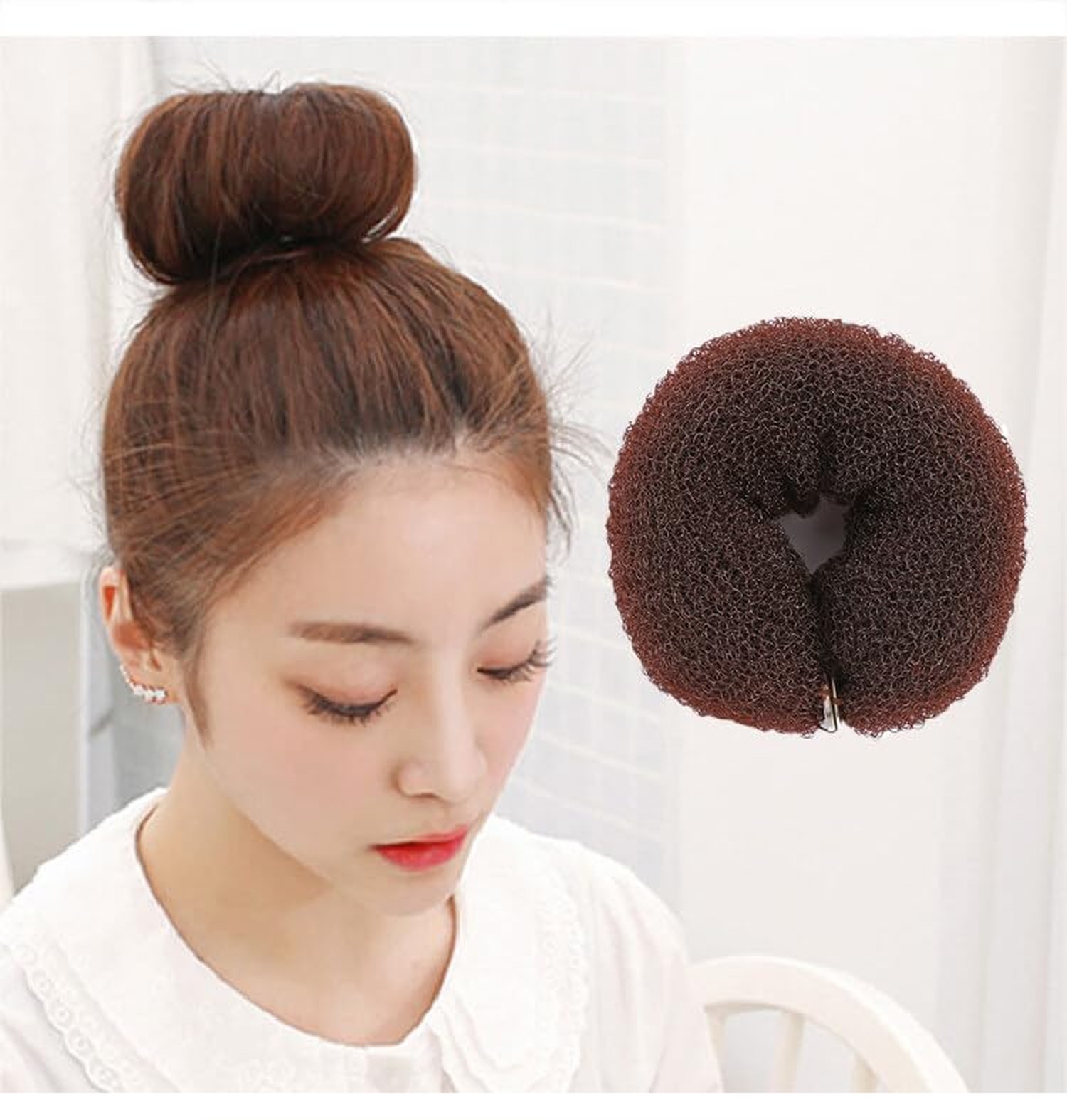 2PCS 20cm Donut Ring Style Bun Maker – DIY Hair Foam Ring Shaper Snap Roll Bu…