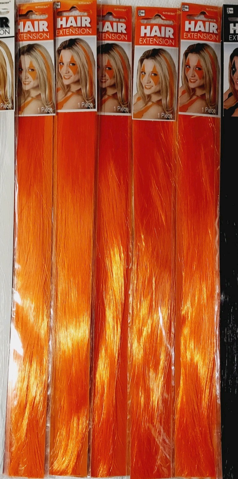 AMSCAN 15″ Hair Extension Lot of 18 Packages White Orange Black