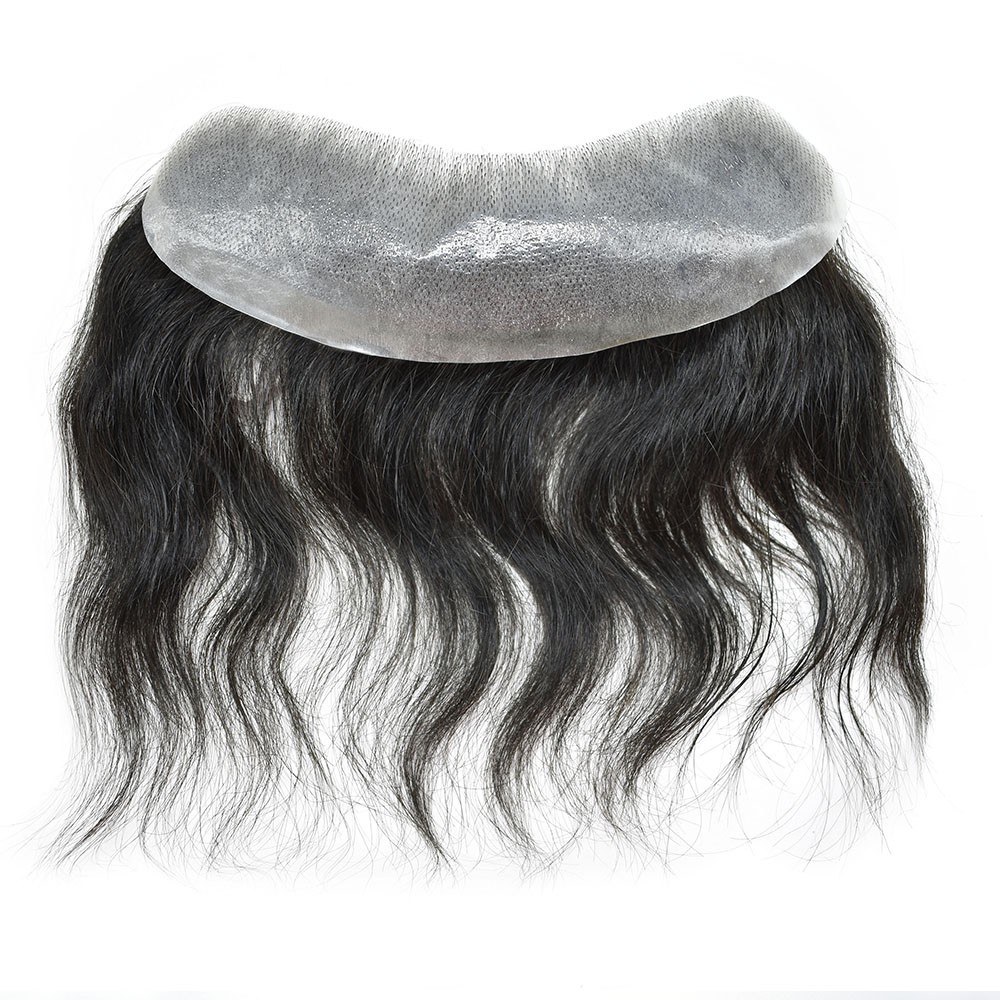Invisible Thin Skin PU Mens Frontal Hairpiece for Receding Hairline Human Hair