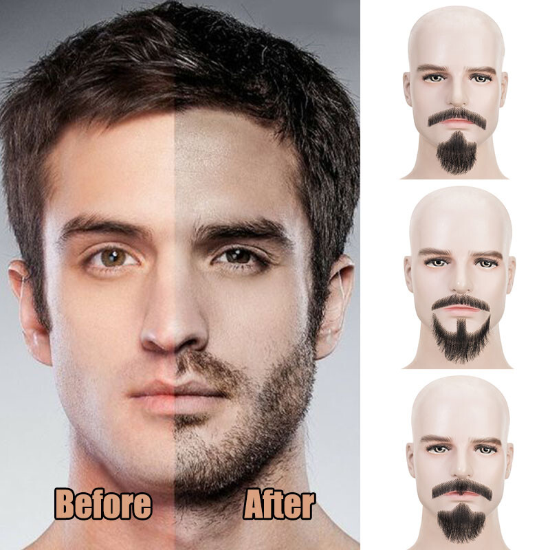 Fake Beard 100% Human remy Hair Face Beard and Mustache Adults Film Makeup cos