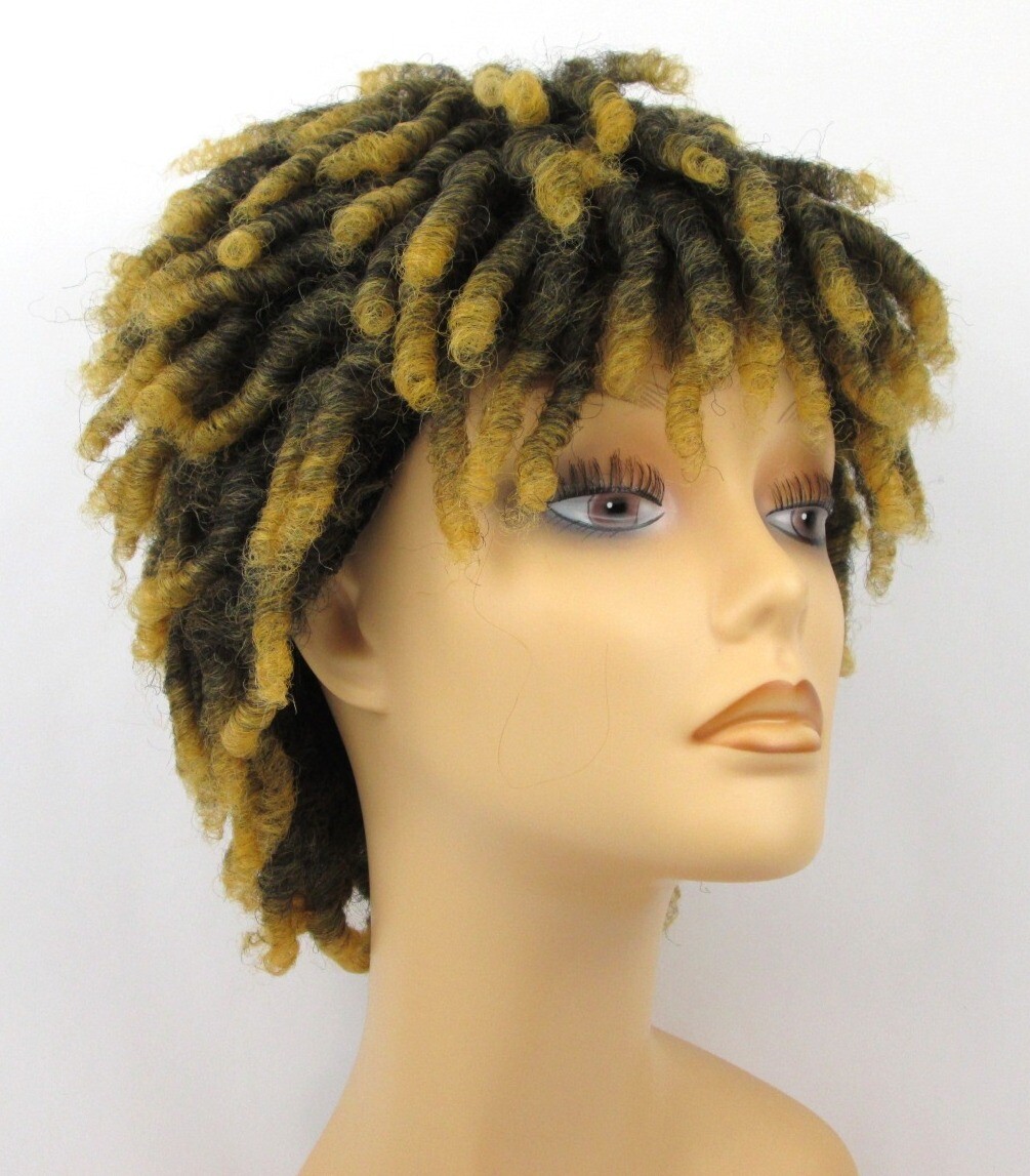 ADULT MENS WOMEN SHORT TWIST CROCHET LOCS KINKY DREADLOCK WIG CURLY AFRO RACHEL