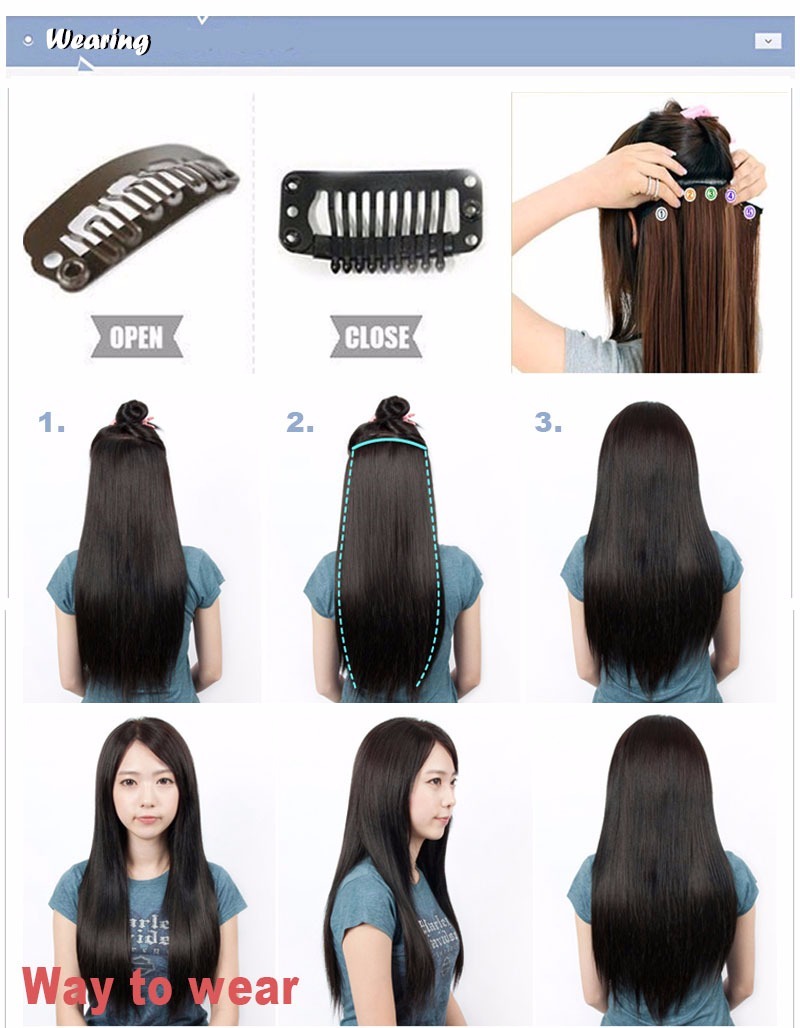 US 1Pcs Clip In Hair Extensions 3/4 Full Head Natural As Human Real Long Thick H