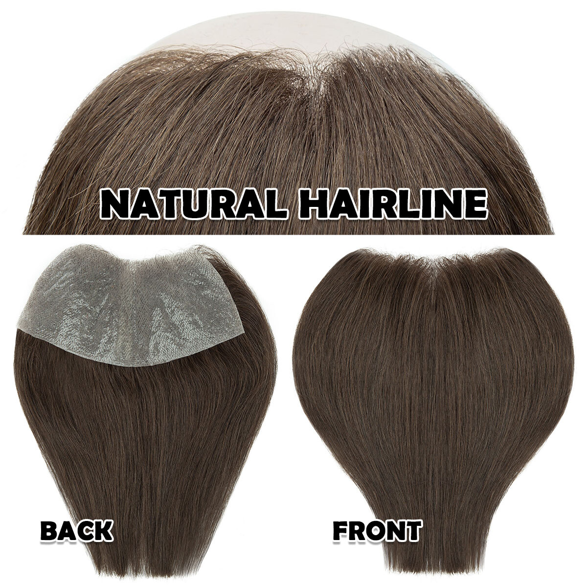 Hairline Men Toupee 100% Human Hair Thin PU Skin Hairpiece Replacement System US