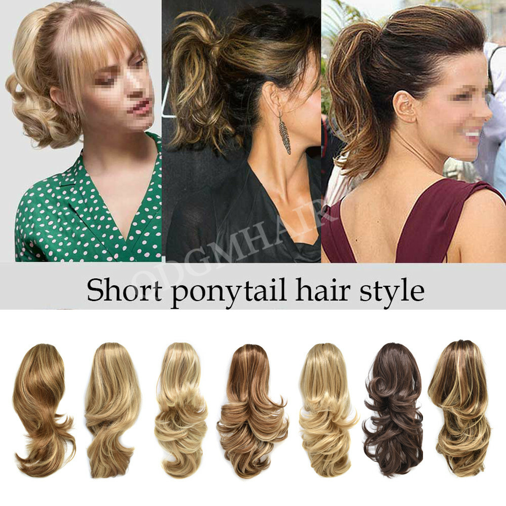 US Thick Claw Clip in Hair Extension Natural Jaw Ponytail Wavy Curly Hair Piece
